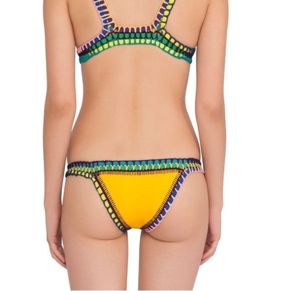 Kiini Yellow RO Bikini Bottom Crochet Multicolor Swim Separates Size Small - Picture 2 of 8